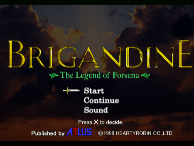 Brigandine: The Legend of Forsena title screen for Playstation